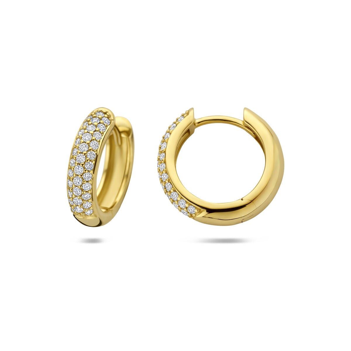 14k Żółte złoto kolczyki koła z diamentem