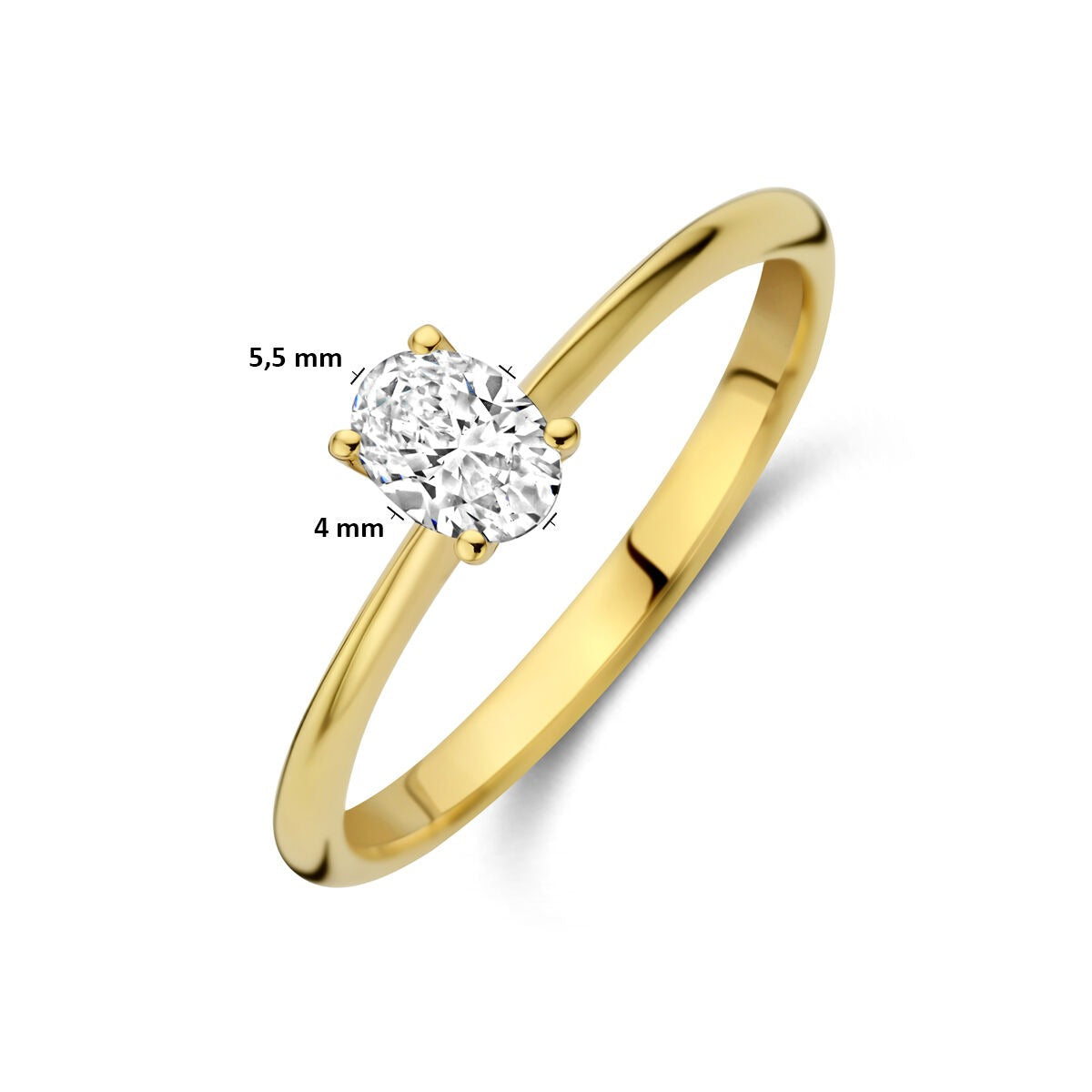 14k Żółte złoto pierścionek z diamentem hodowanym w laboratorium – owal 0.30ct