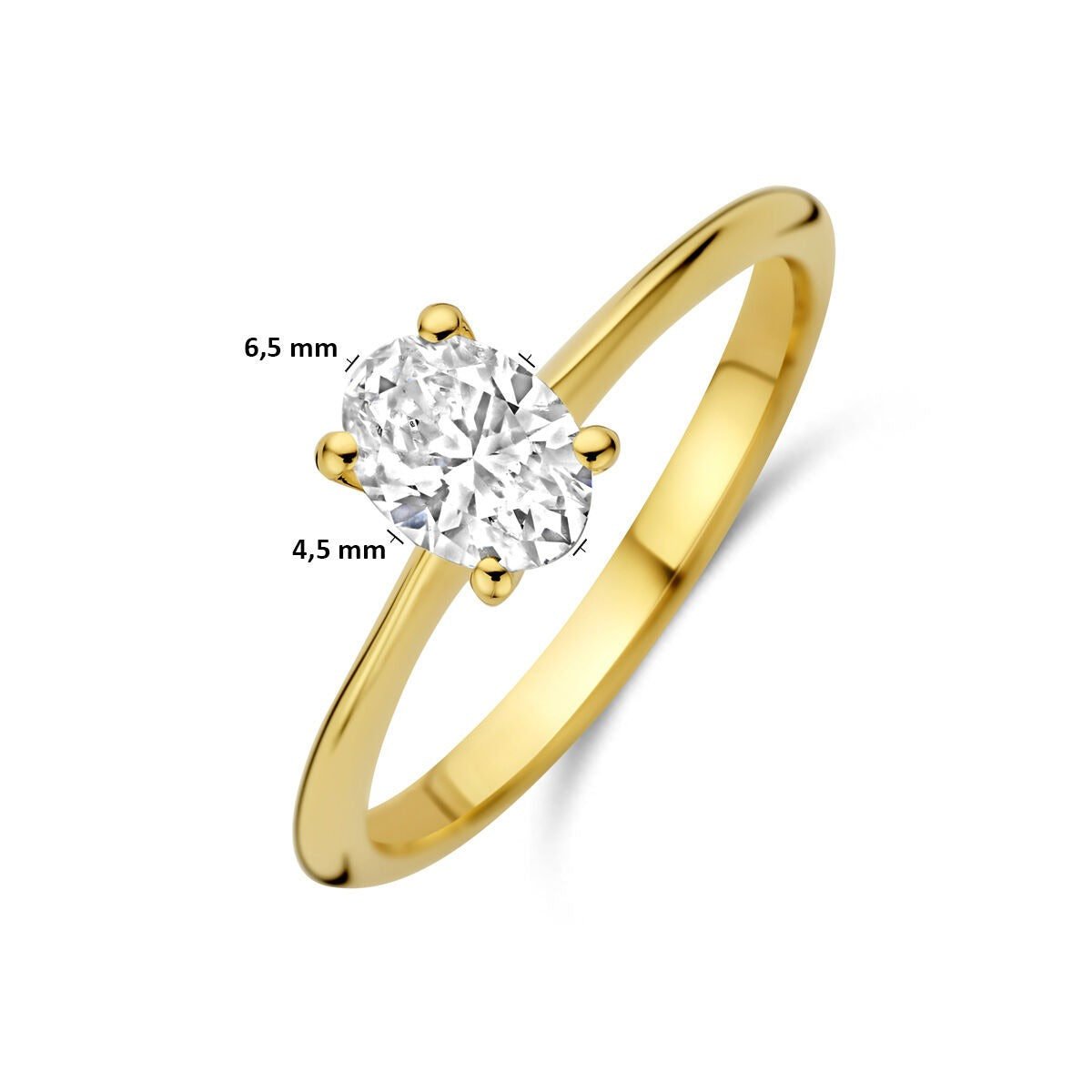 14k Żółte złoto pierścionek z diamentem hodowanym w laboratorium – owalnie szlifowany 0.50ct