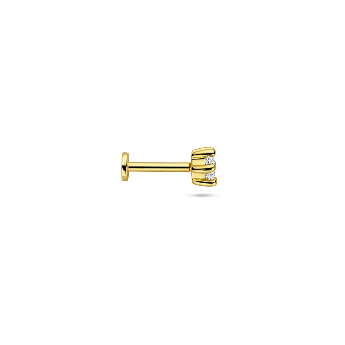Pozłacany srebrny piercing flat back z cyrkonią 4 mm