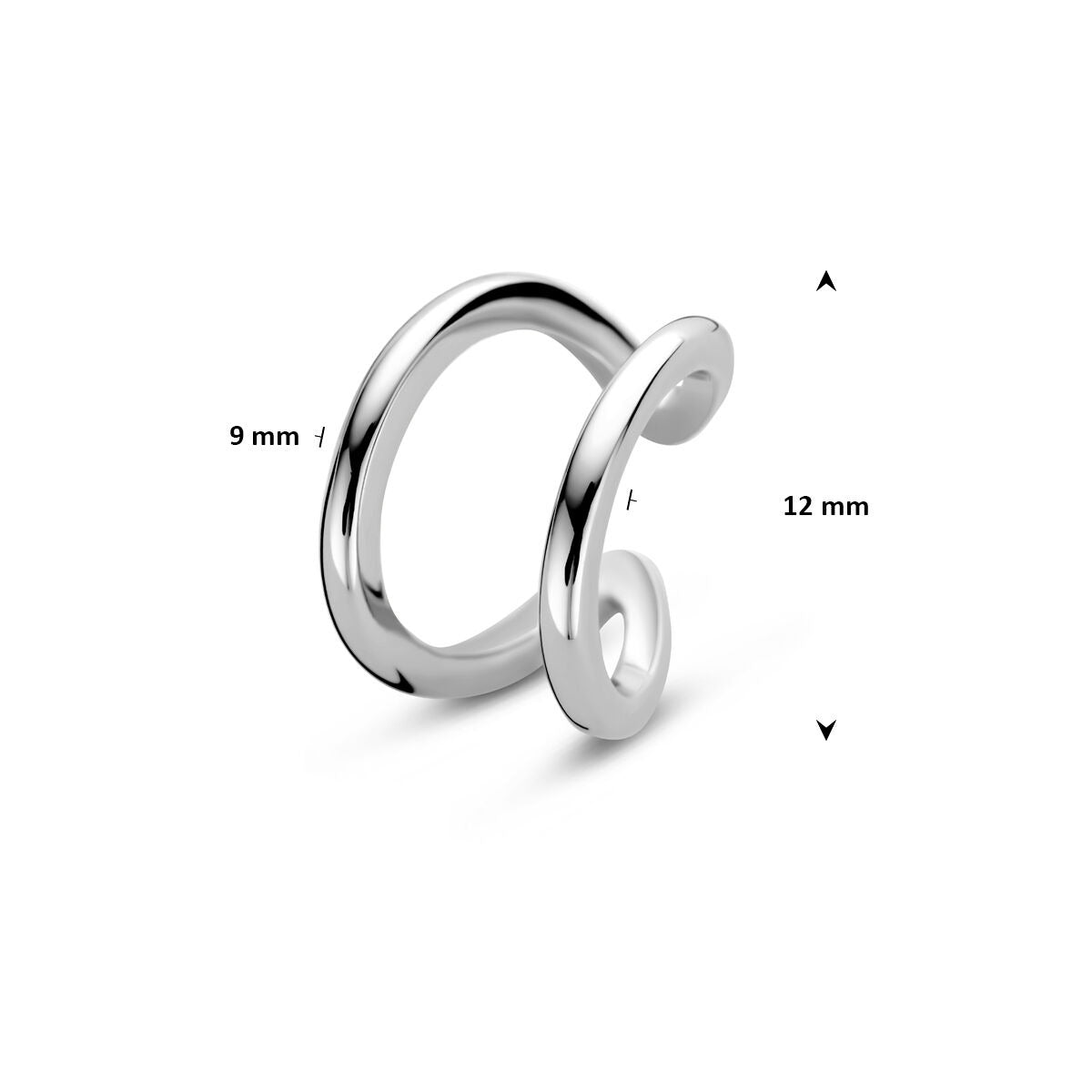 Rodowany srebrny ear cuff damski