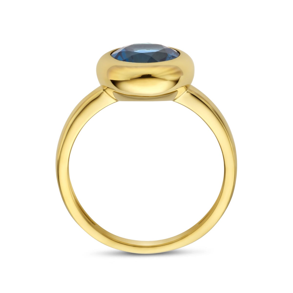 Pierścionek damski ze złota z topazem London Blue – 14k żółte złoto