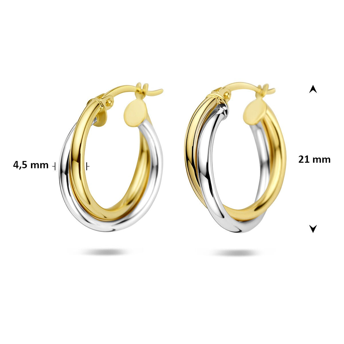 14k bicolor kolczyki koła – żółte i białe złoto