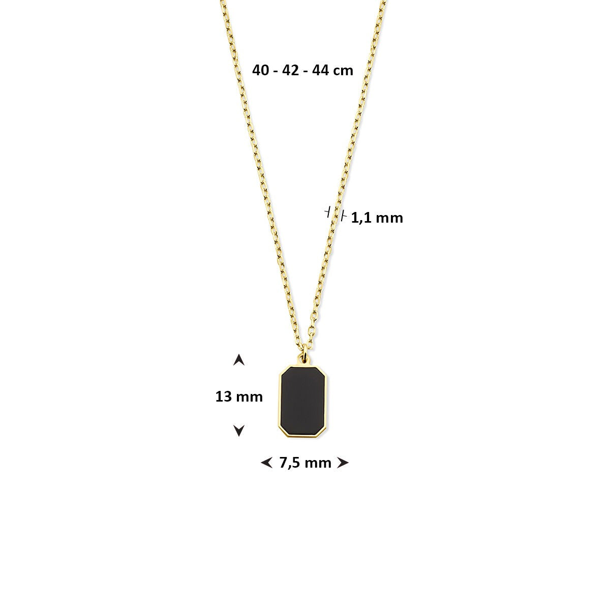 14k żółte złoto naszyjnik z onyksem – potężny i elegancki