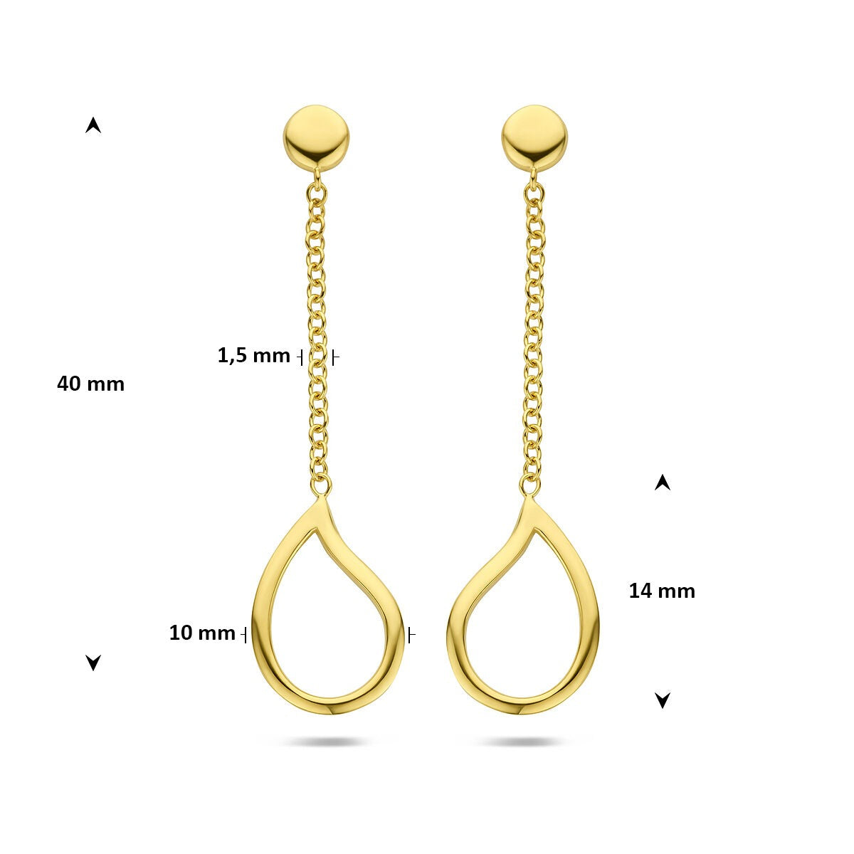 Złote kolczyki w kształcie kropli – 14k żółte złoto