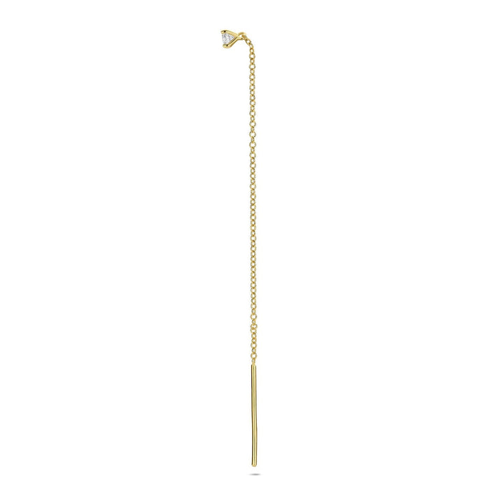 14k Geelgouden doortrekoorbel met diamant – per stuk