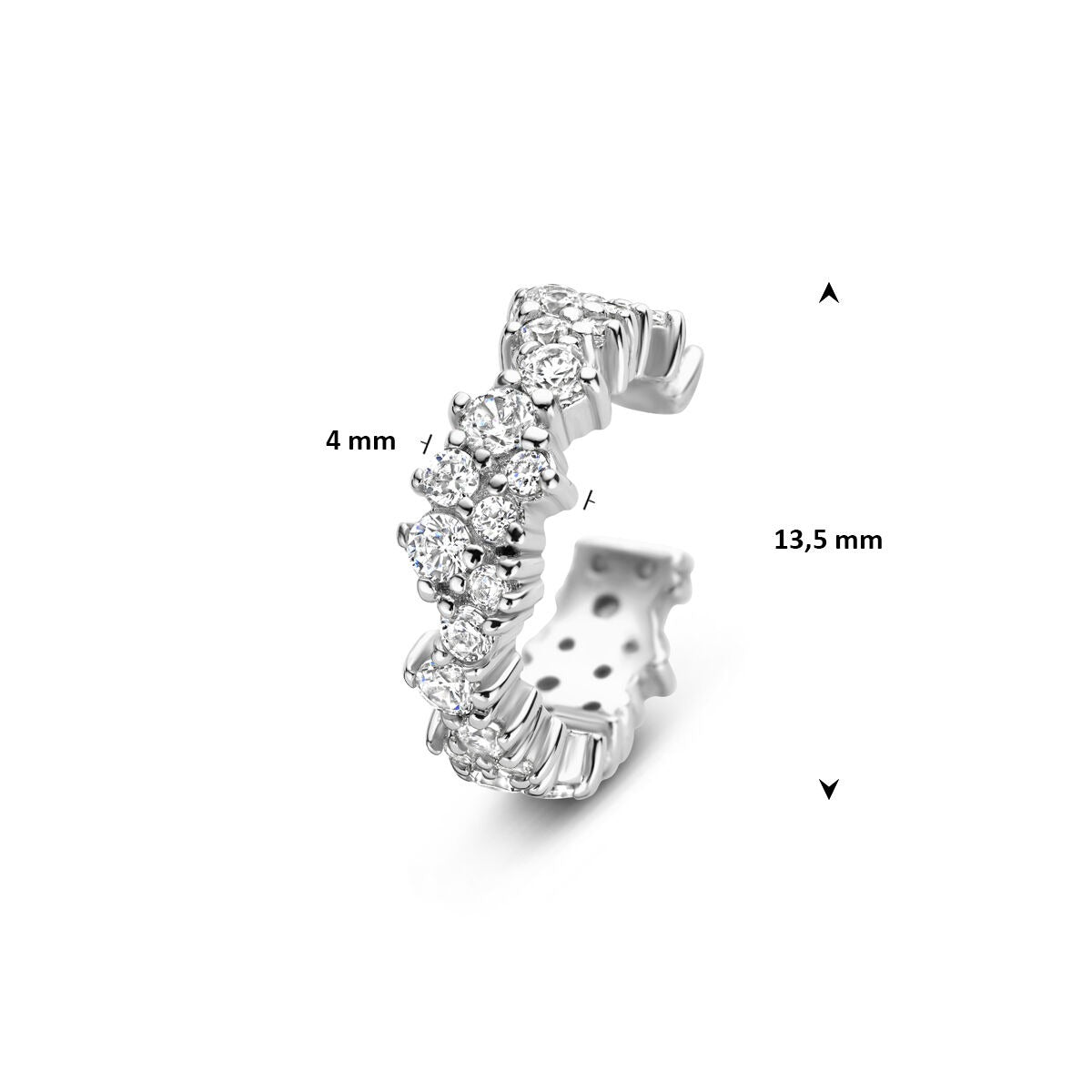 Srebrny ear cuff z cyrkonią 925 rodowany