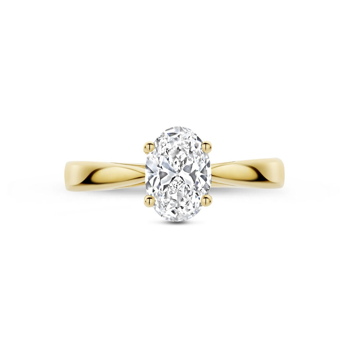 14k Żółte Złoto Damski Pierścionek z Diamentem Hodowanym w Laboratorium