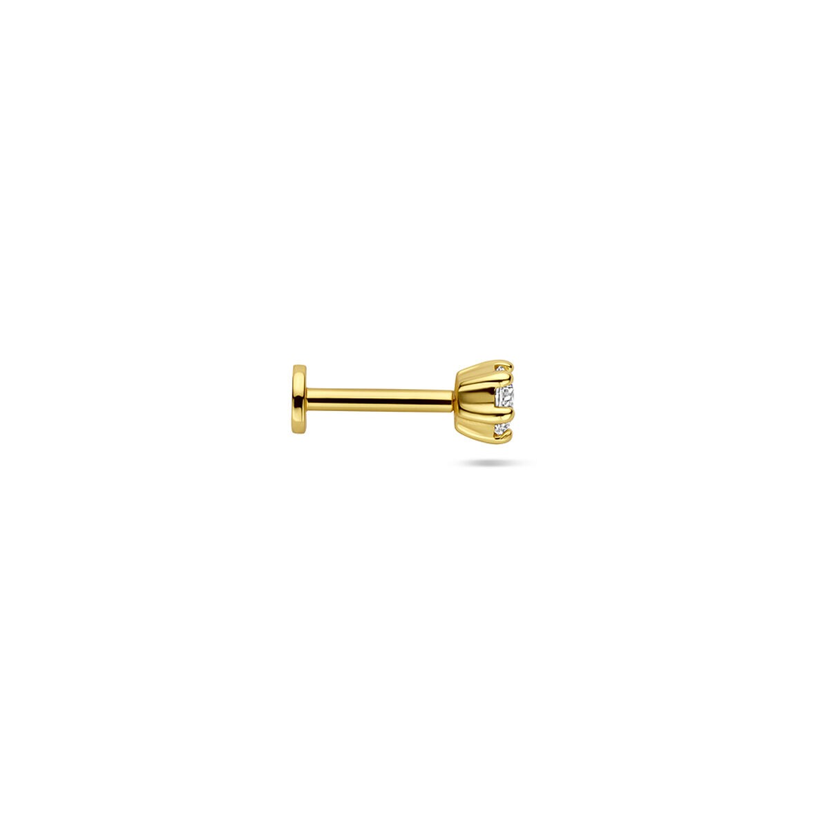 Pozłacany srebrny piercing z płaskim tyłem z cyrkonią 3,5 mm