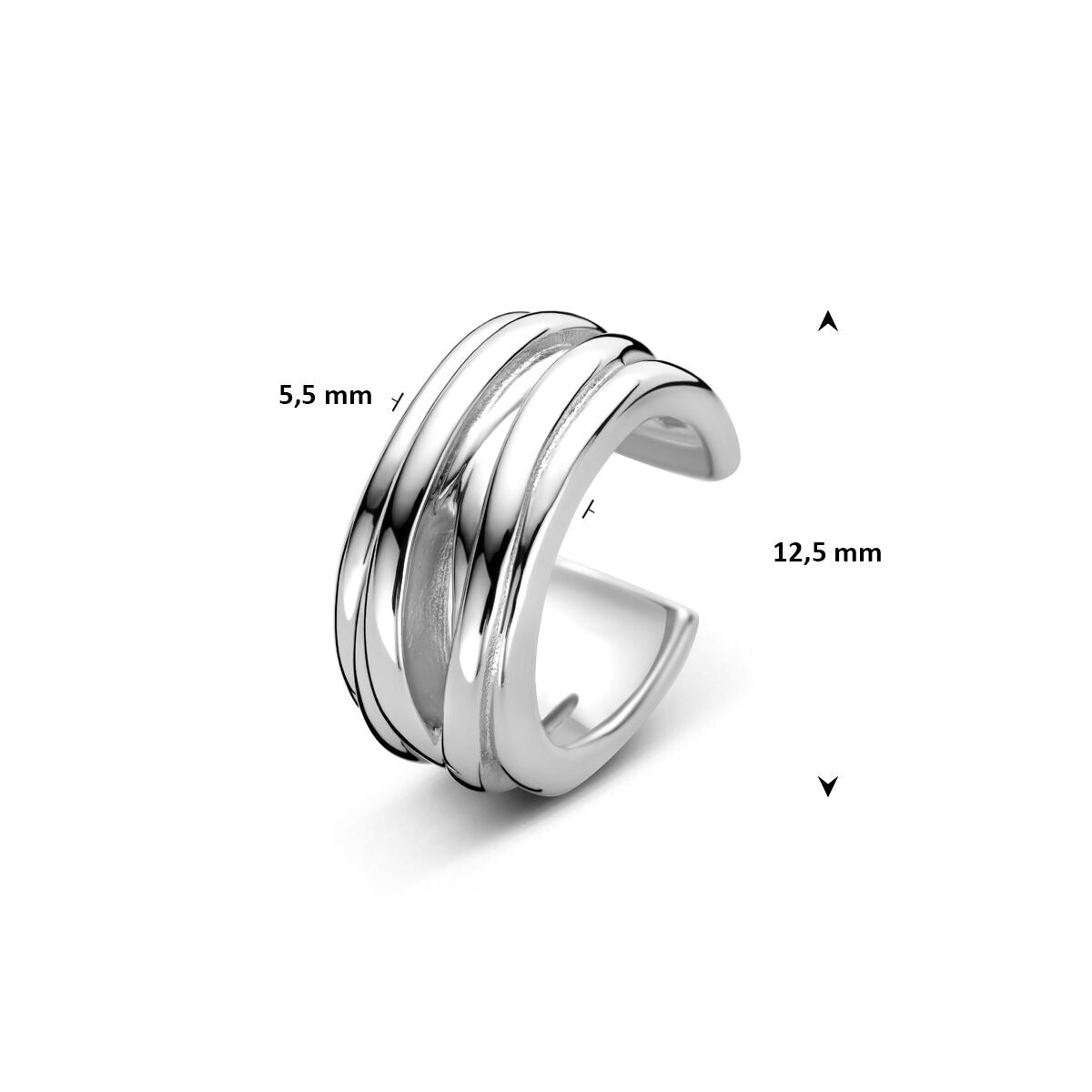 Rodowany srebrny ear cuff damski