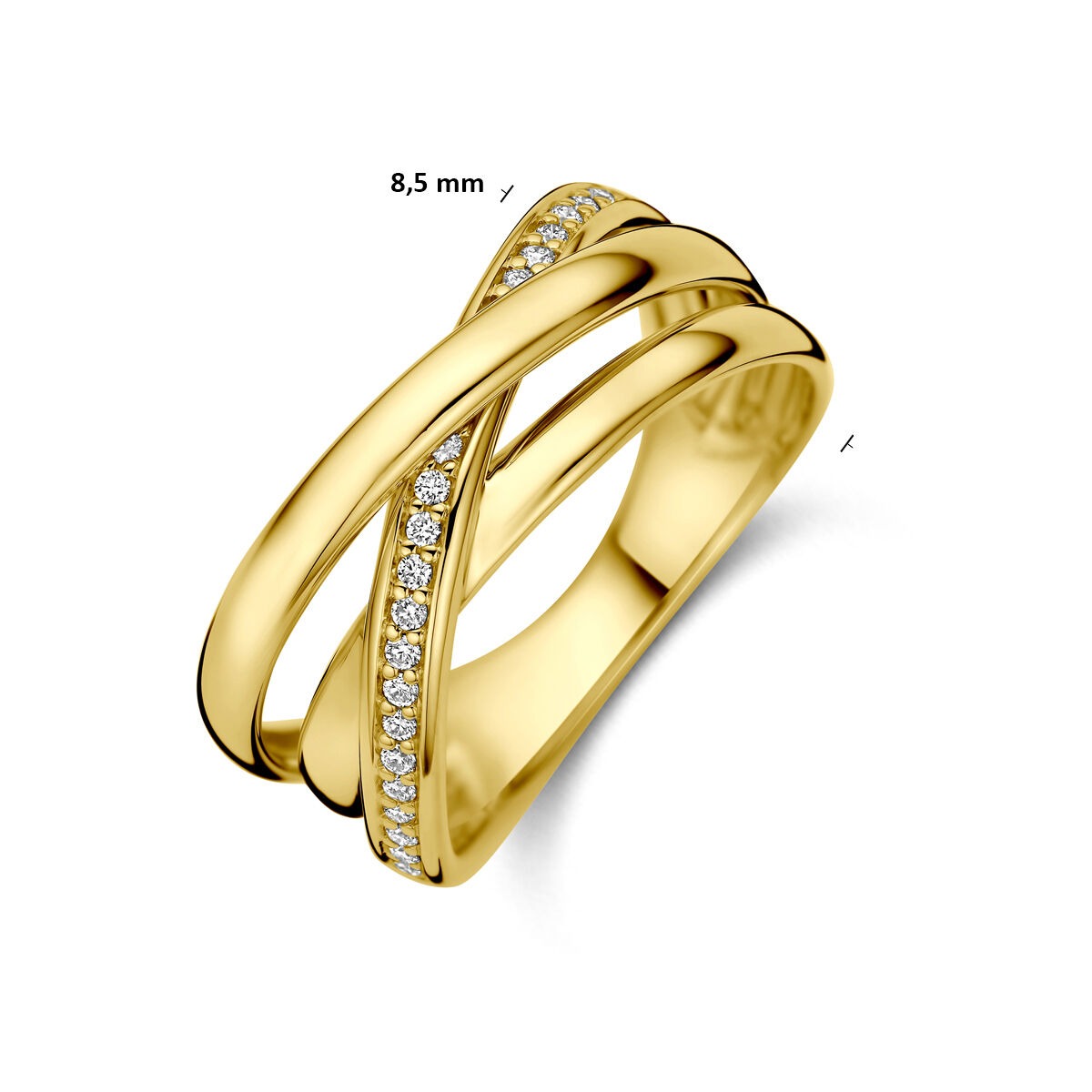 14k Żółte Złoto Pierścionek Alliance z Diamentem 0,15 ct