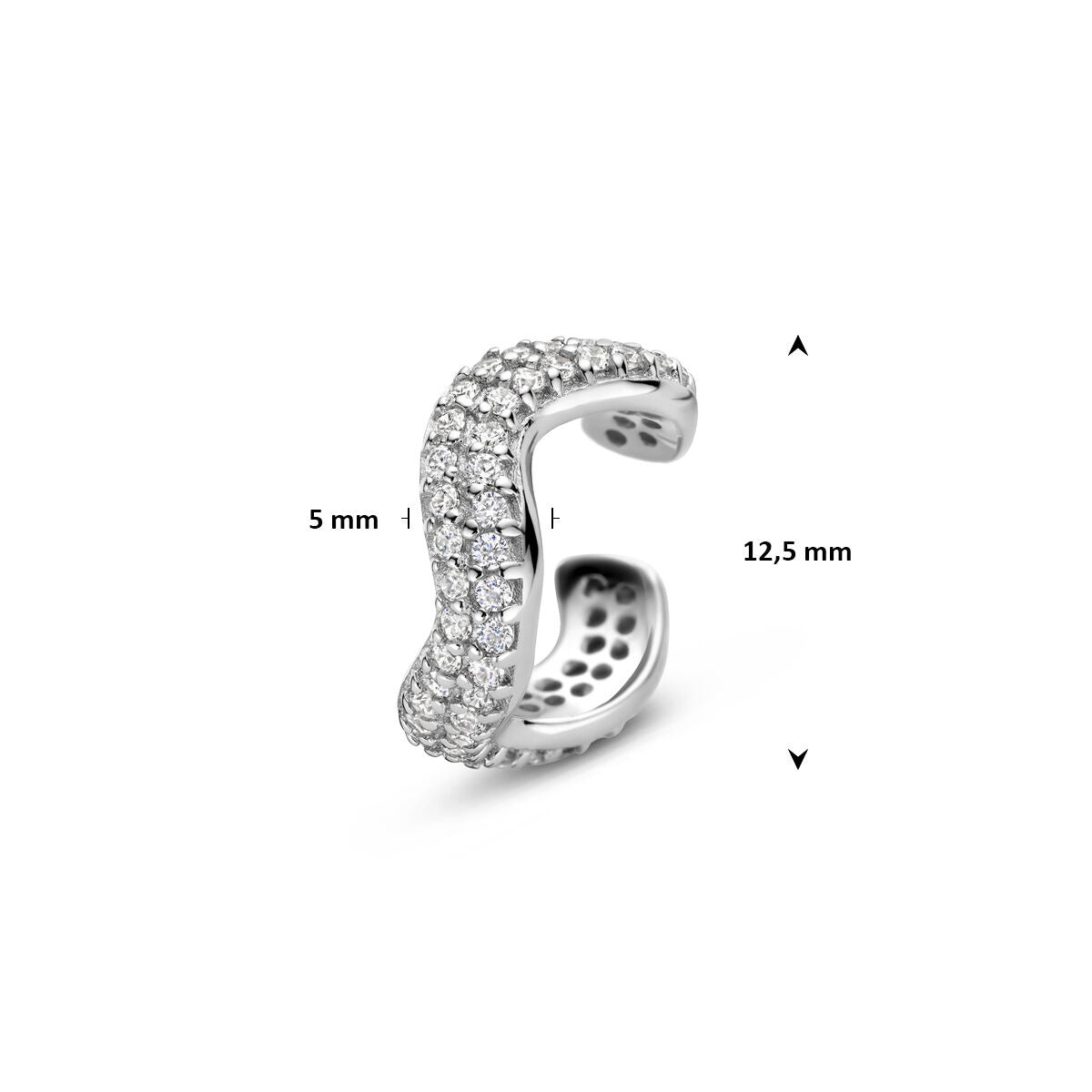 Srebrny ear cuff z pavé cyrkonią 925 rodowany