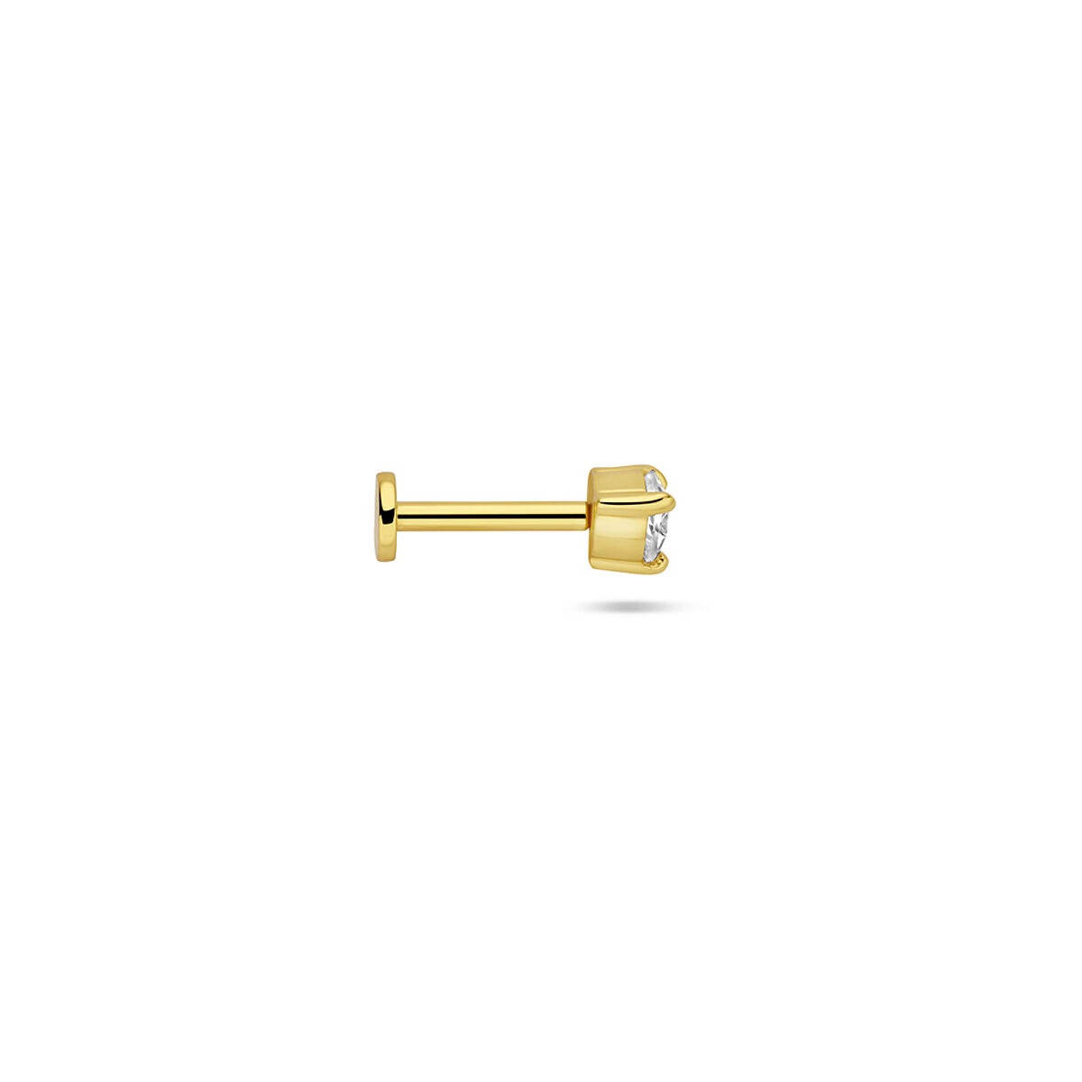 Pozłacany srebrny piercing w kształcie serca z cyrkonią – 925 srebro