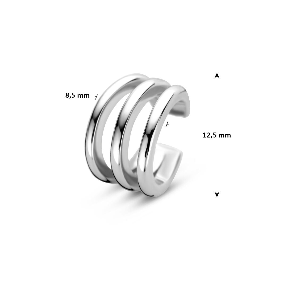Rodowany srebrny ear cuff