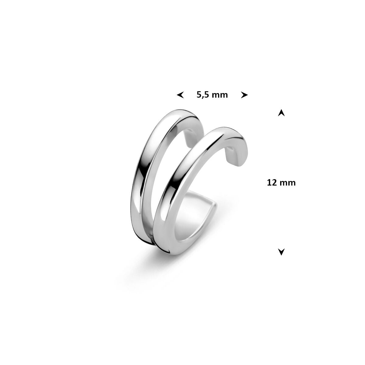 Rodowany srebrny ear cuff damski