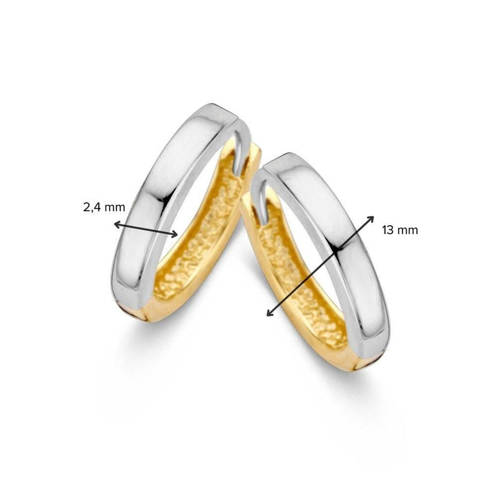 Bicolor wit- en geelgouden creolen – 14 karaat, 1,8 gram