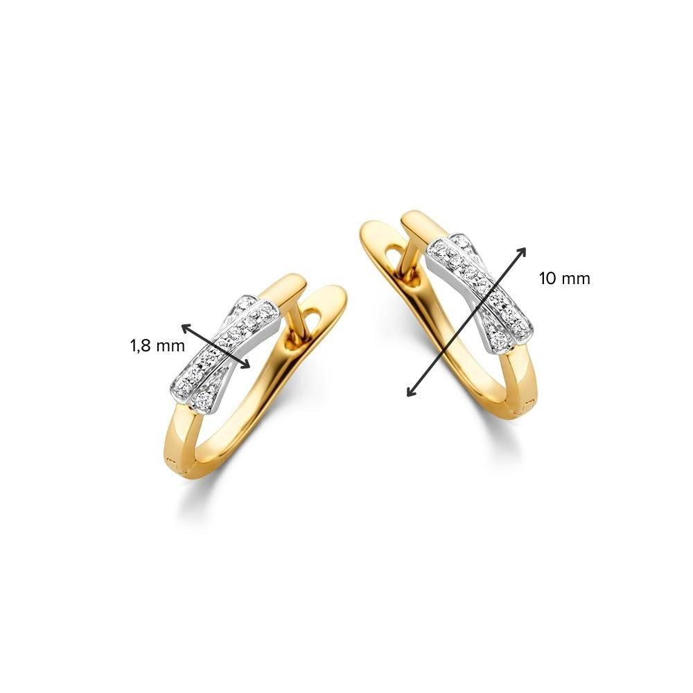 Bicolor 14-karat białe i żółte złoto kolczyki koła z diamentami – 0,05 crt, elegancka osada w kształcie X