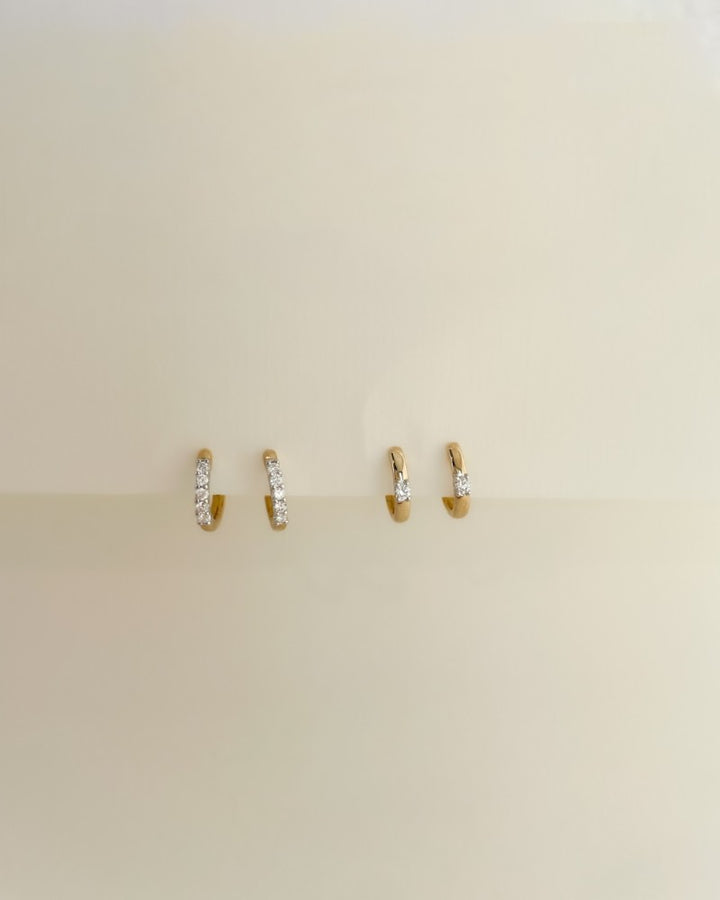 Bicolor 14 karaat gouden oorringen met diamant – 0,10 crt briljant geslepen, elegante oorringen voor dames