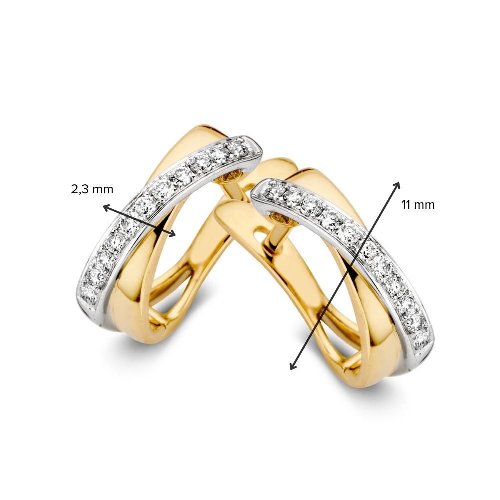 Bicolor Żółte i Białe Złote Kolczyki z Diamentami – 14 Karat Kolczyki z 0.16 Karata Diamentów