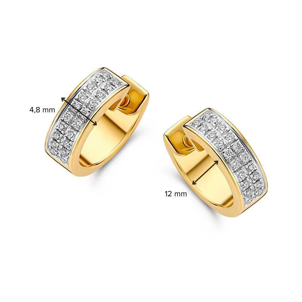 Bicolor Kolczyki z Białego i Żółtego Złota z Diamentami – 14 Karat Kolczyki z 0.31 Karata Brylantów