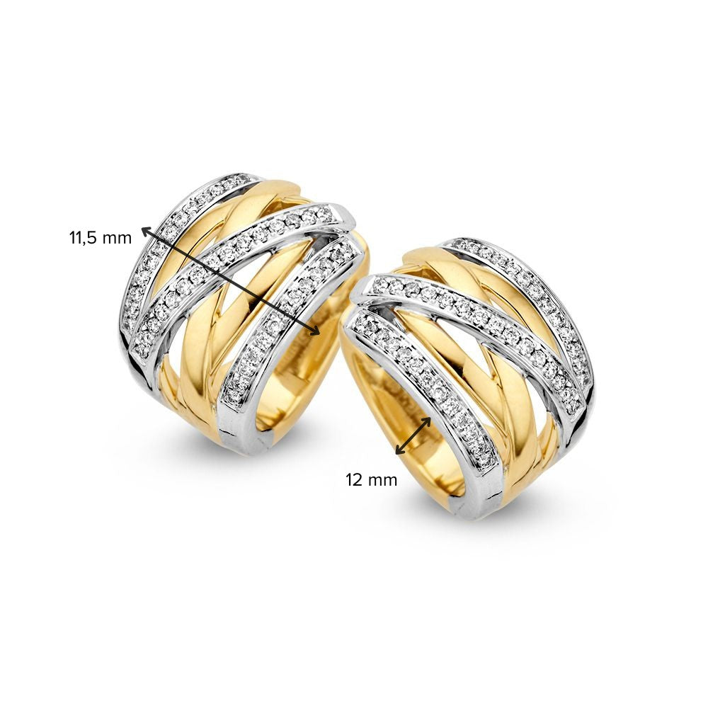 Bicolor Żółto- i Białozłote Kolczyki z Diamentami – 14 Karaat Kolczyki z 0.36 Karata Brylantów