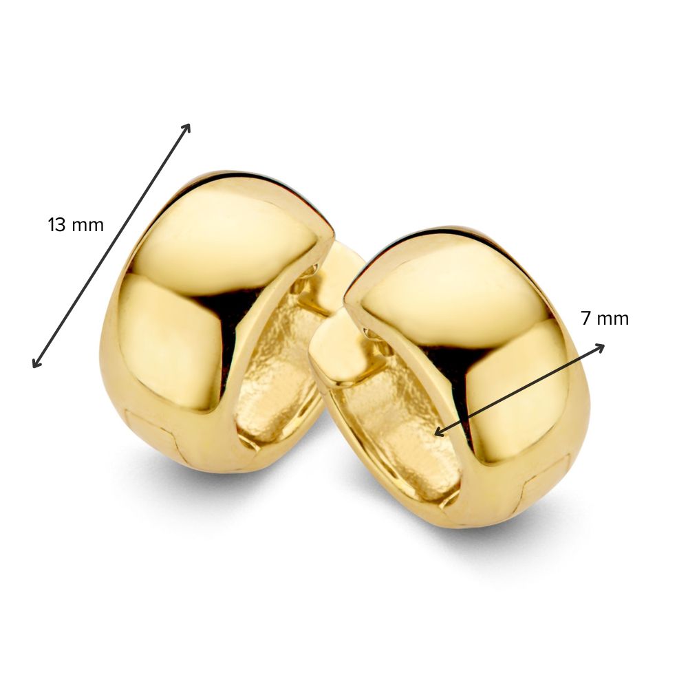 Żółte Złoto Szerokie Kolczyki – 14 Karat, 7 mm Szerokie