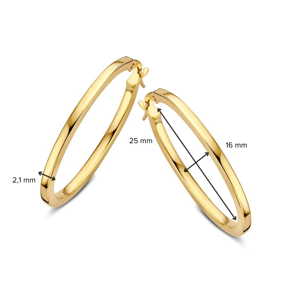 Ponadczasowe Żółte Złoto Kolczyki Koła – 14 Karat, 16 x 25 mm Wewnętrzny Rozmiar, Elegancki Minimalistyczny Design