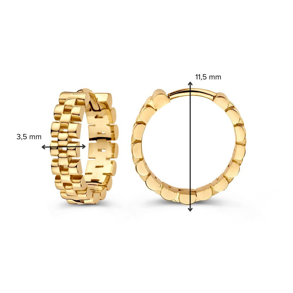 Żółtozłote Kolczyki z Ogniwem 'Rolex'