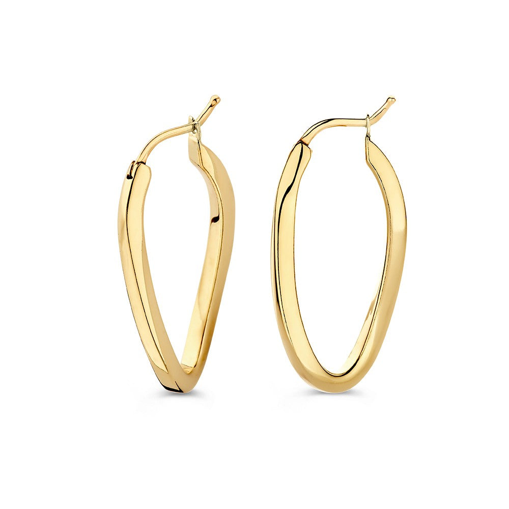 Żółte Złoto Kolczyki Koła z Zabawny Twist – 14 Karat Złoto