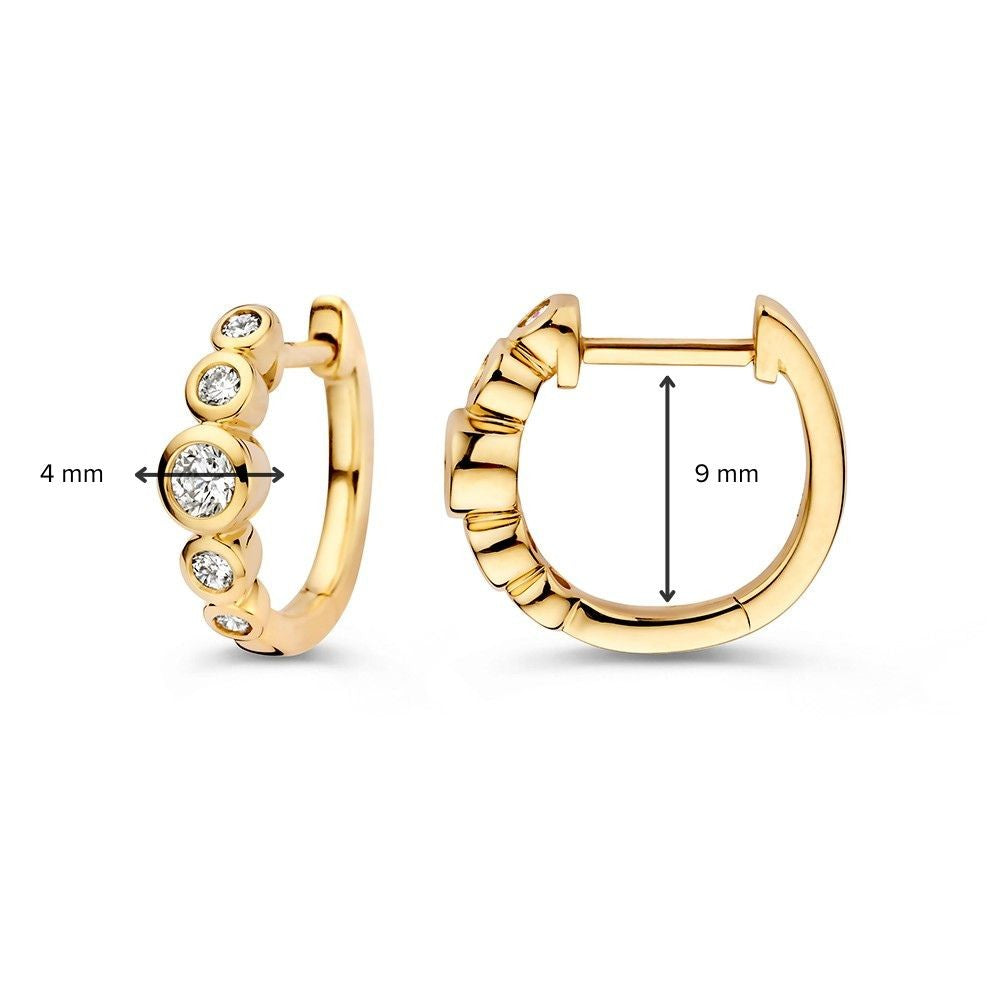 Elegant Gold Hoop Earrings with 0.32ct Diamonds, 14k Yellow Gold, 'Bubbles' Collection