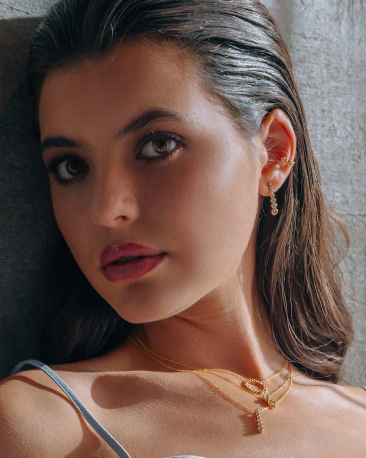 Elegant Gold Hoop Earrings with 0.32ct Diamonds, 14k Yellow Gold, 'Bubbles' Collection