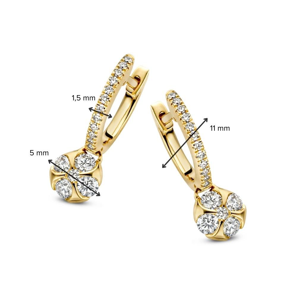 Eleganckie Żółtogoldowe Kolczyki z Diamentowymi Wisiorkami 0,42 crt.