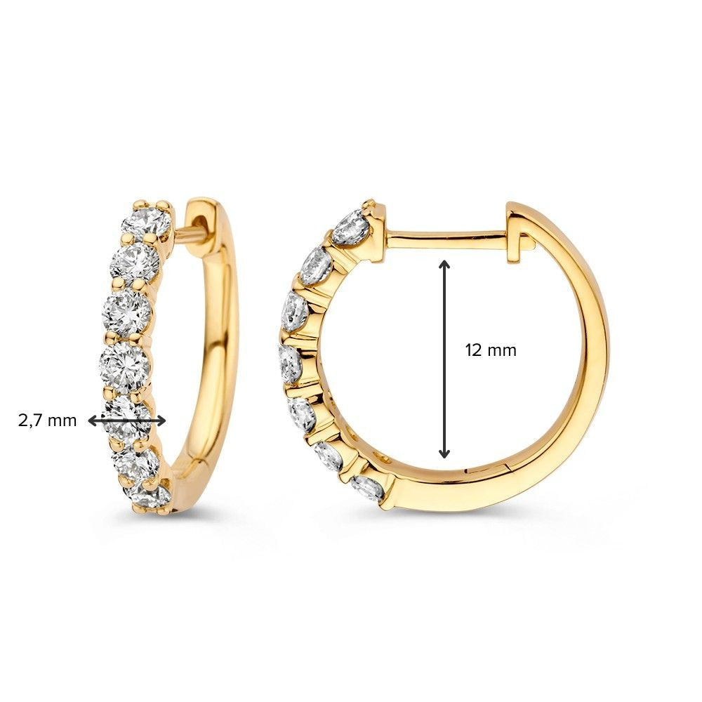 Cudowne Żółte Złote Kolczyki z Diamentami w Oprawie Chaton 1.00 crt.