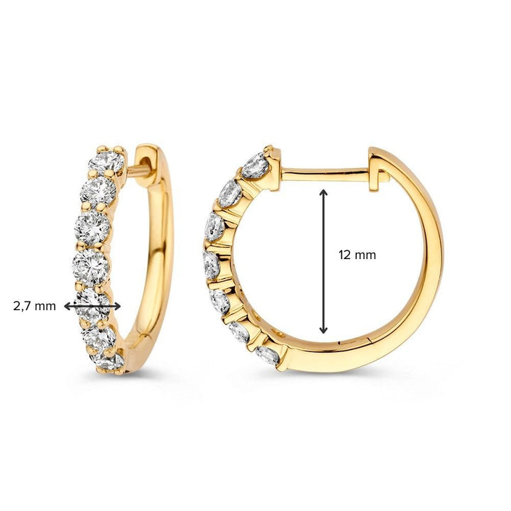 Schitterende Geelgouden Oorringen met Diamanten in Chatonzetting 1.00 crt.