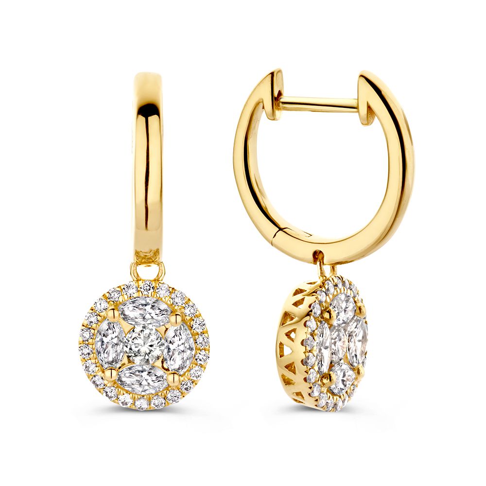 Eleganckie kolczyki koła z żółtego złota z diamentami o wadze 1,06 crt.