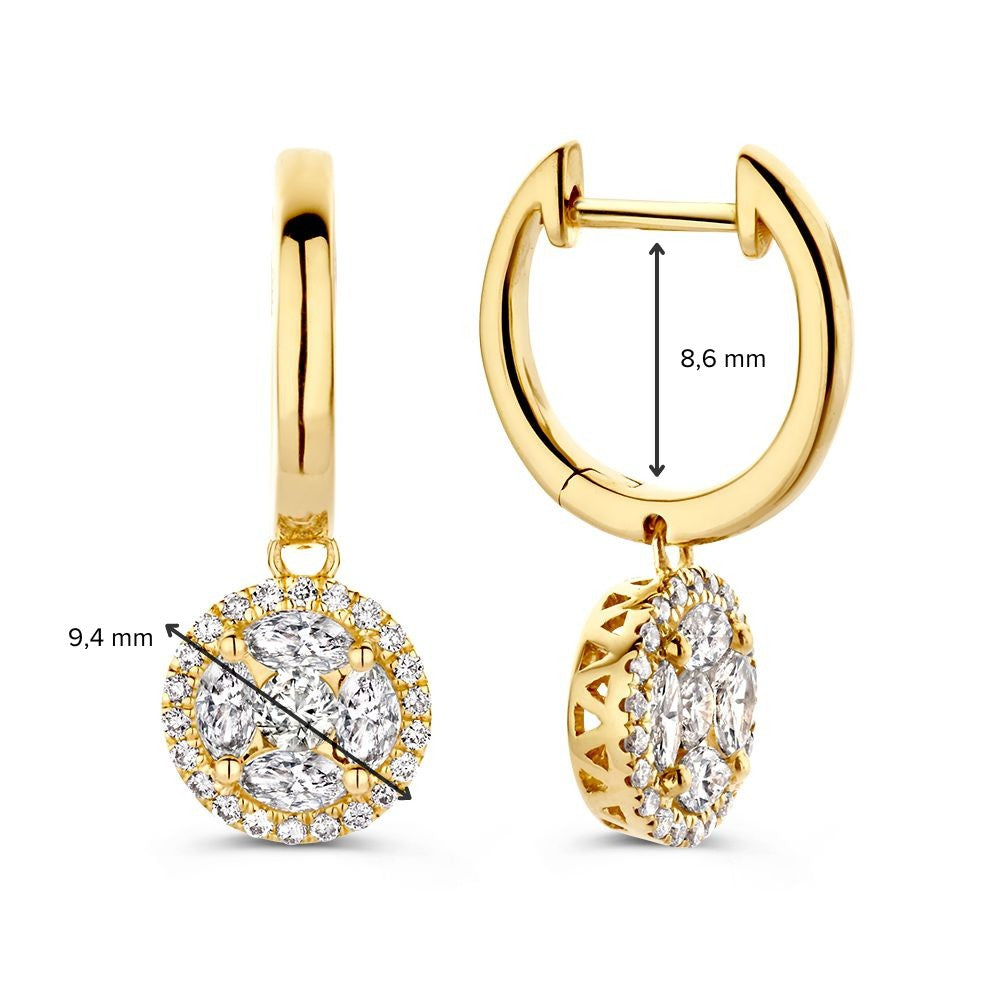 Eleganckie Żółte Złote Kolczyki z Diamentami 1,06 crt.