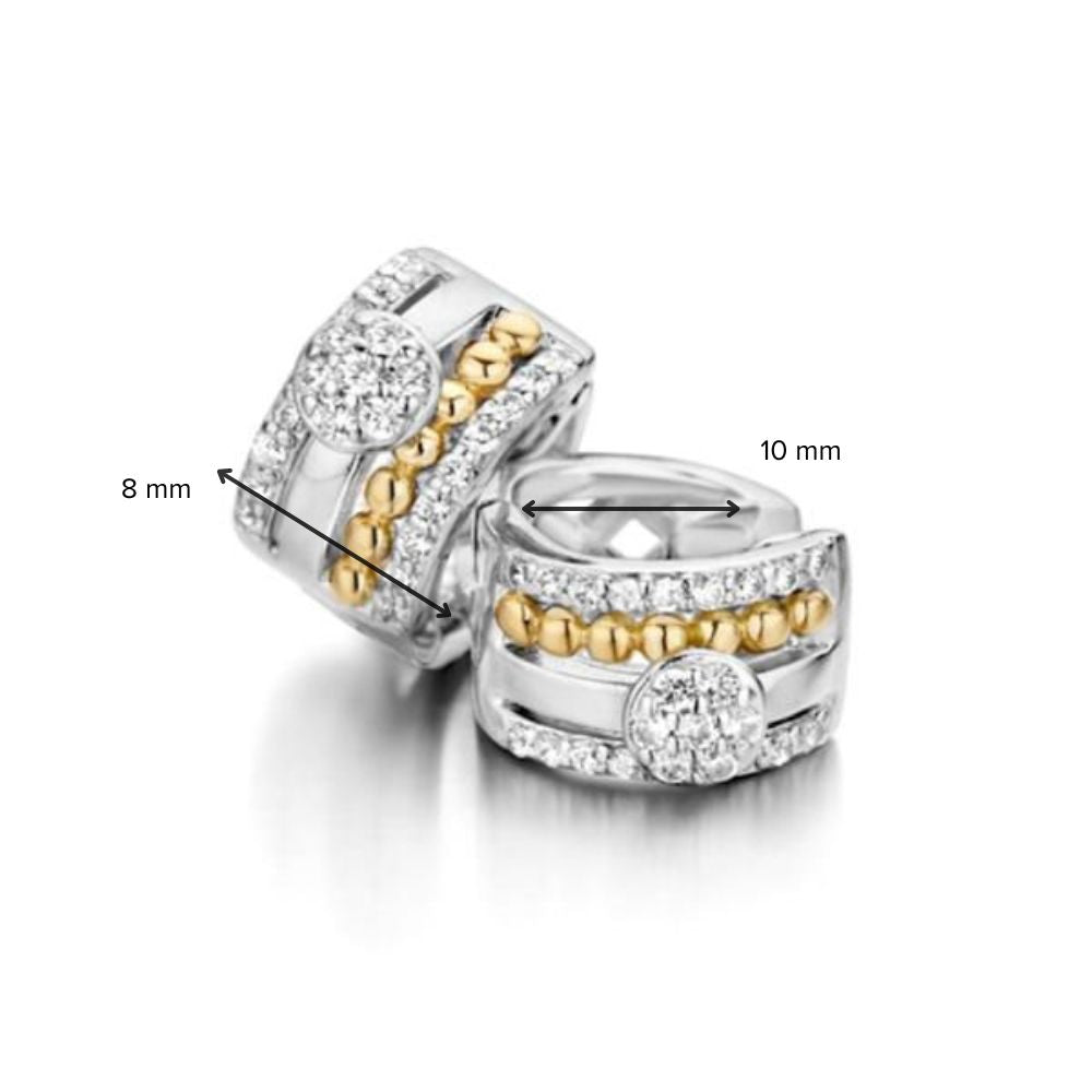 Zilver met 14 Karaat Gouden Creolen en Zirkonia's – Elegantie in een Set