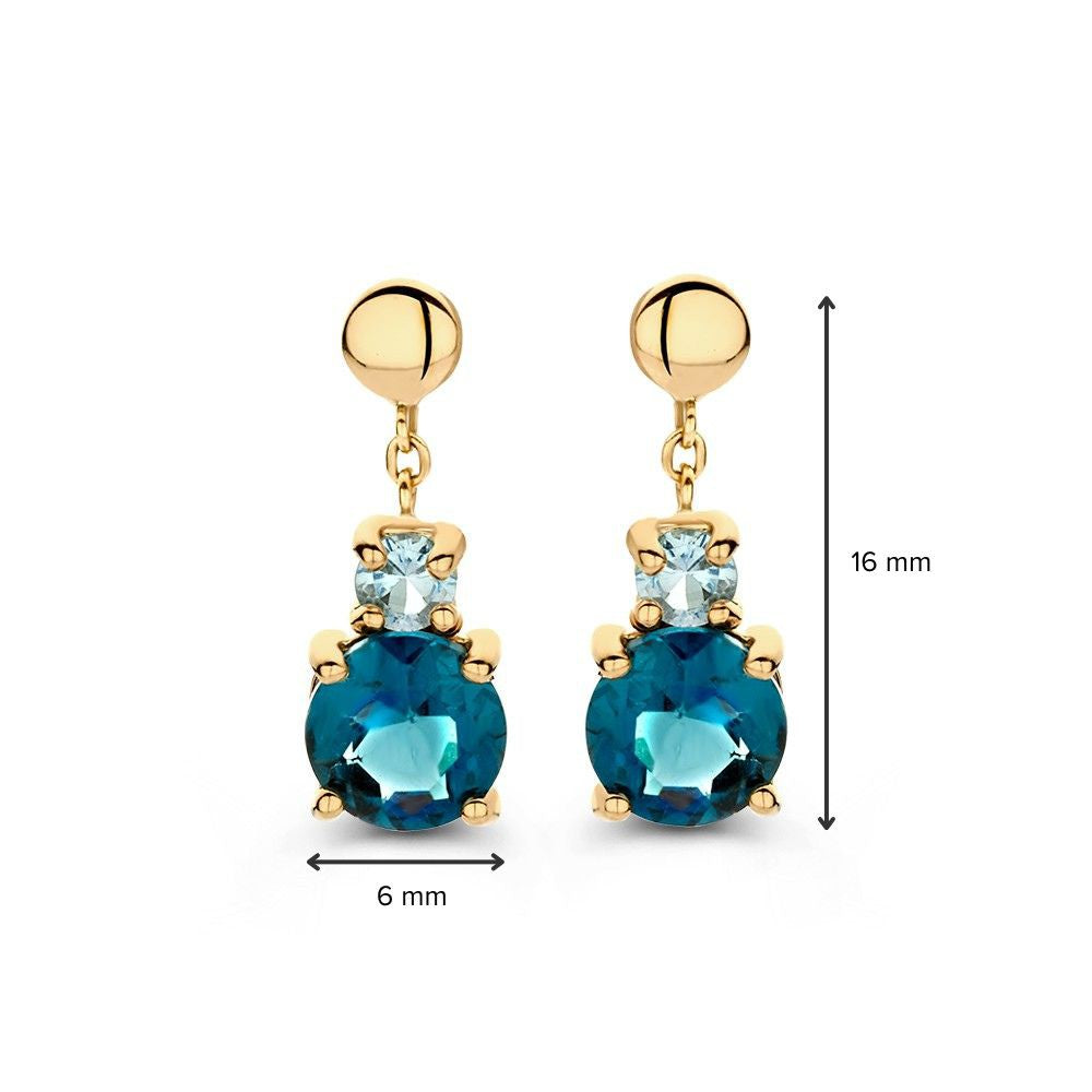Eleganckie Kolczyki Żółte Złoto z Niebieskimi i London Blue Topazami