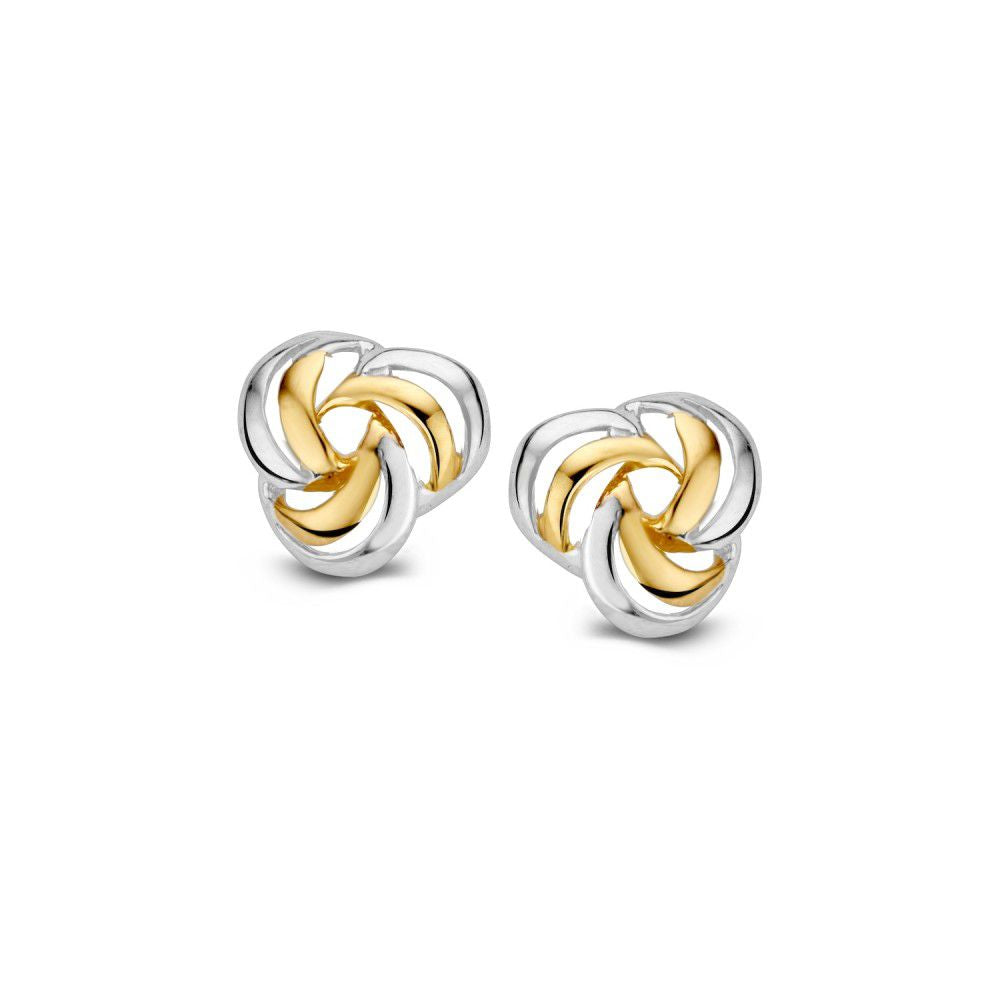 Bicolor kolczyki w kształcie spirali, wykonane z 14-karatowego złota, o średnicy 7,2 mm.