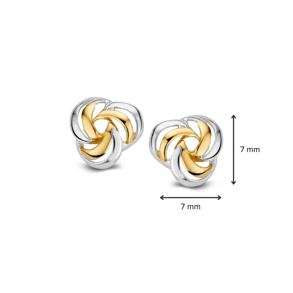 Bicolor Złote Kolczyki 14 Karat Damskie – 7,2 mm, Subtelne i Eleganckie