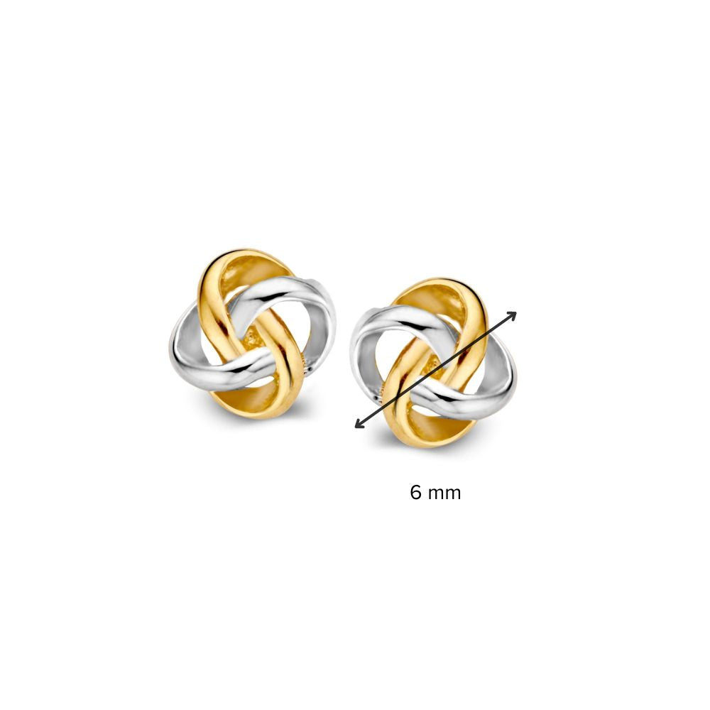 Bikolorowe Złote Kolczyki 14 Karat dla Damskich – 6 mm, Ponadczasowa Elegancja w Żółtym i Białym