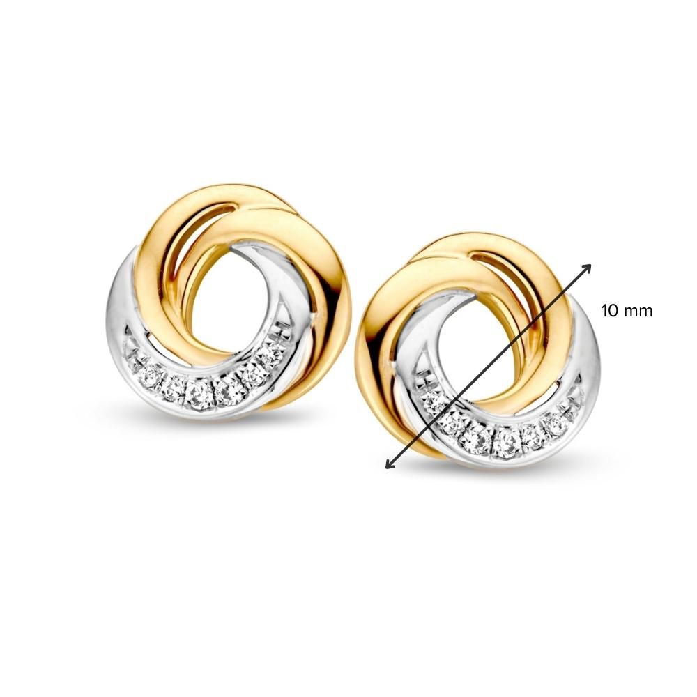 Żółto- i Białozłoty Pierścionek z Diamentem – 14 Karat, 0.06 Karata Łącznie – Darmowa Wysyłka