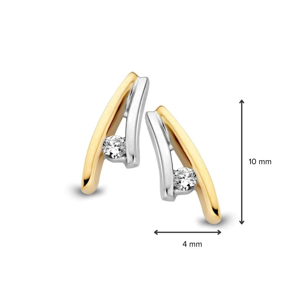 14-karatowe bicolor złote kolczyki dla damskich z diamentami – 0,06 crt diamentów