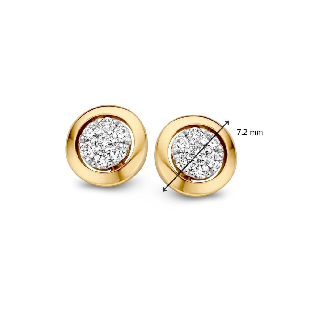 14-karatowe bicolor złote kolczyki z diamentem - 0,14 crt brylant