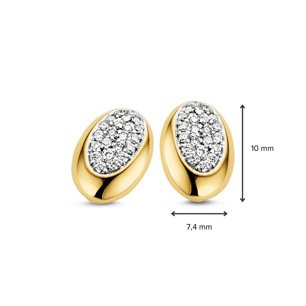 14-karatowe bicolor złote kolczyki z diamentem - 0,02 crt diament