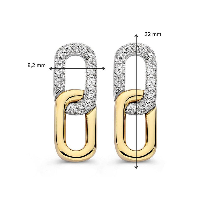 Bicolor Gouden Oorknoppen met 0,30ct Briljante Diamanten