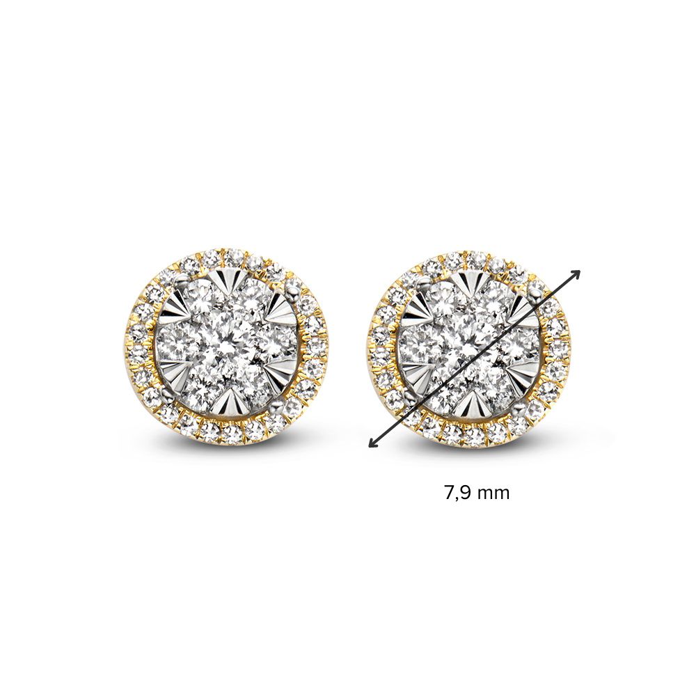 Bicolor Złote Kolczyki wkrętki z 0,44ct Diamentem w Oprawie Entourage