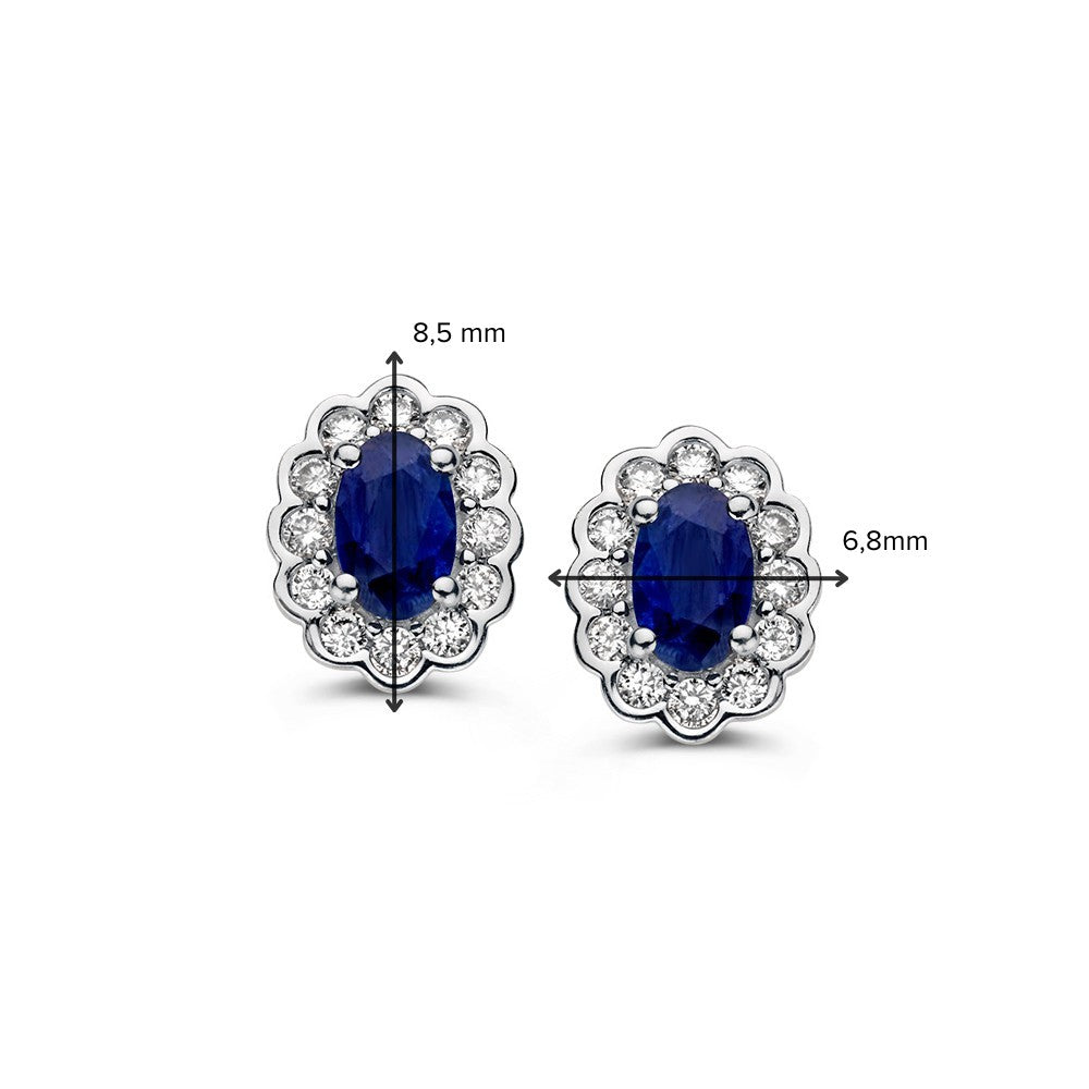 Żółtogoldowe Kolczyki z Owalnym Szafirem i Diamentem 0,60ct w Oprawie Entourage