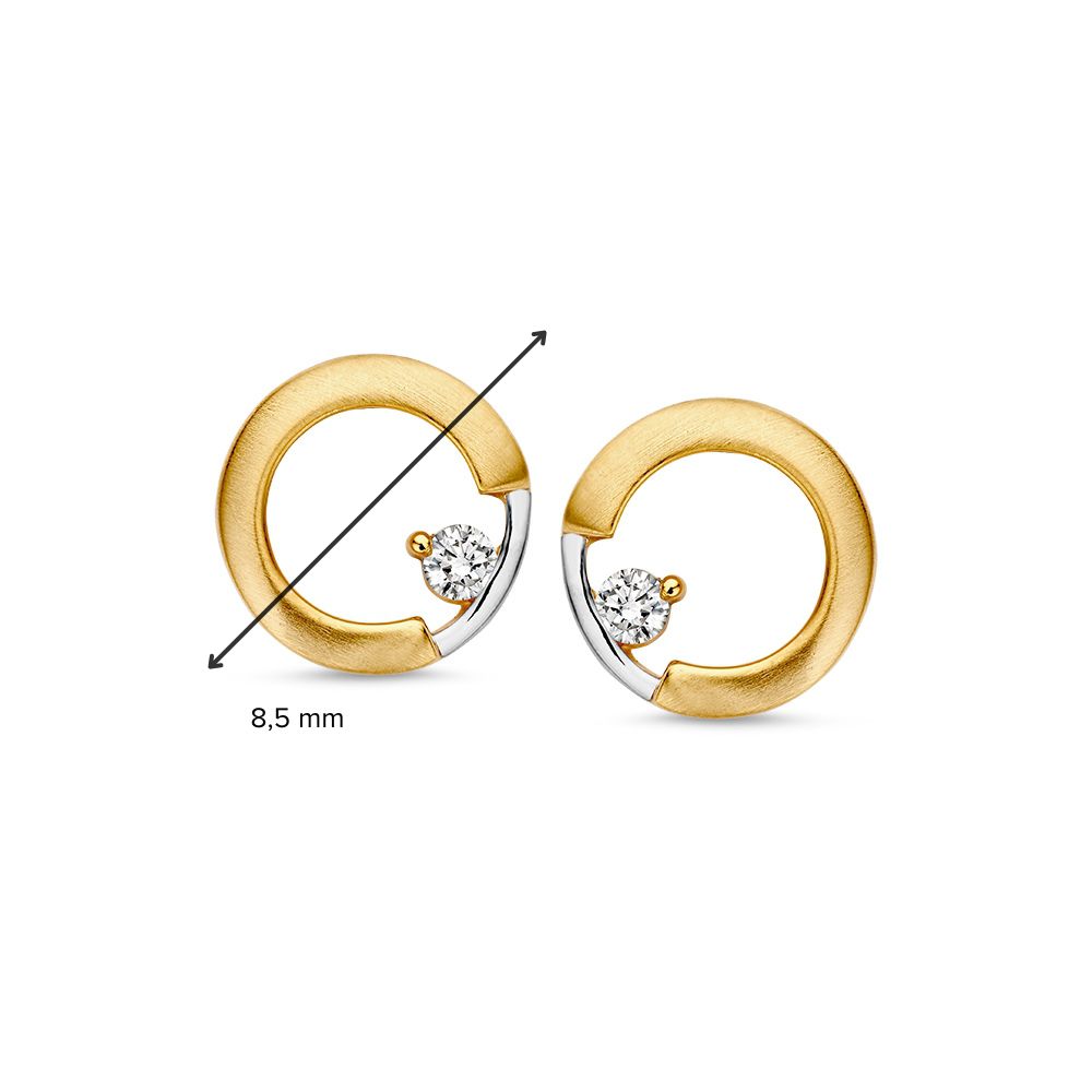 Bicolor Kolczyki wkrętki z cyrkonią | Eleganckie kolczyki z 14-karatowego złota