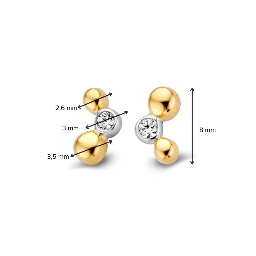 Bicolor Żółte/Białe Złote Kolczyki z Białą Cyrkonią 4,5 mm